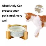 Customized Round Pet Bowls Matted Ceramic Dog Bowls With Wooden Stand For Dogs
