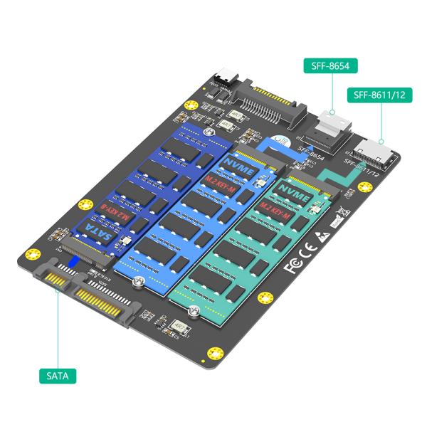 M.2 NVMe SSD to SFF-8611/8654 Adapter 6Gb/s Bandwidth