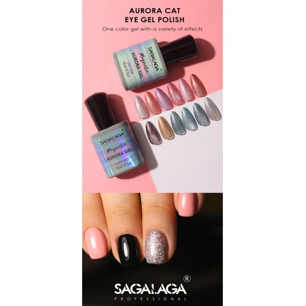 NAIL ART SALON Glitter Red Cat Eye Nail Gel Polish for Soak Off LED Colorful Galaxy Cat Eye UV Gel 85g