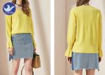 Candy Color Trumpet Cuff Womens Knit Pullover Sweater / Ladies V Neck Jumper