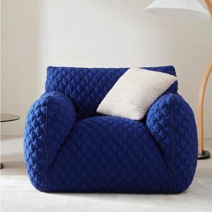 Wholesale Vacation Hotel Waiting Room Sofa Modern Single Blue Linen Fabric Sofa from china suppliers