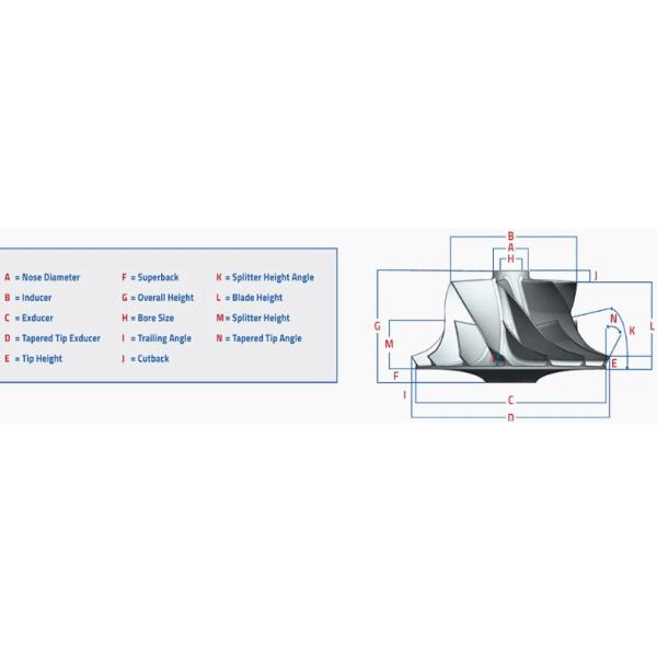 B03G reverse 7+7 blades 57.00/76.00mm high performance turbo milling/aluminum 2618/billet compressor wheel