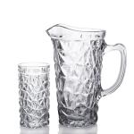 Glass Water Carafe Glass Beverage Pitcher Clear Set with Hiball Glass and
