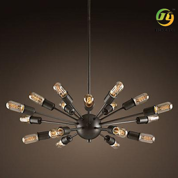 American Rustic Wrought Iron Multi-Head Satellite Chandelier