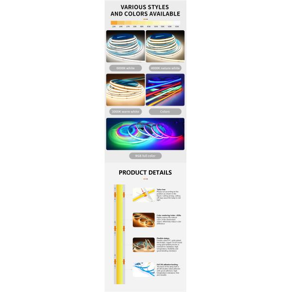 RGBCW RGBW RGB COB Silicone Addressable LED Strip Light Cob Strips for Light Strings