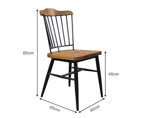 euro style Nordic Dining Chair Retro Solid Wood High Back Metal Bar 85cm