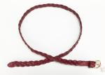 Full Grain Vintage Hand Braided Skinny Waist Belt Light Gold Buckle Color