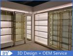 Customized Large Space Store Jewelry Display Cases Curve Or Oblong Shape