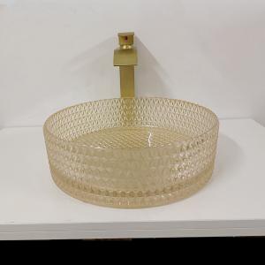 Wholesale Champagne Glass Vanity Sink Bowl Cylinder Bathroom Crystal Diamond Art from china suppliers