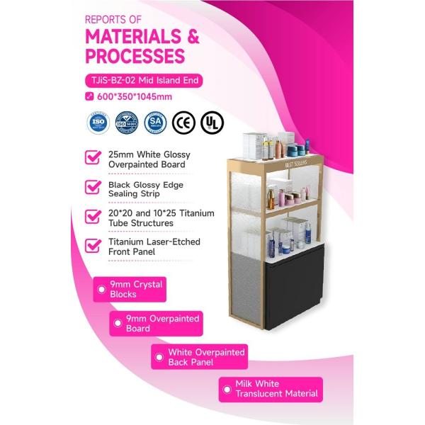 TJiS-BZ-02 Top Opening Translucent Design Skincare Display Cabinet with 9mm Crystal Blocks