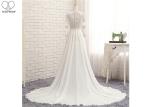 High Slit A Line Bridal Gowns / Cream Colour Wedding Gown Open Back Pleated Tail