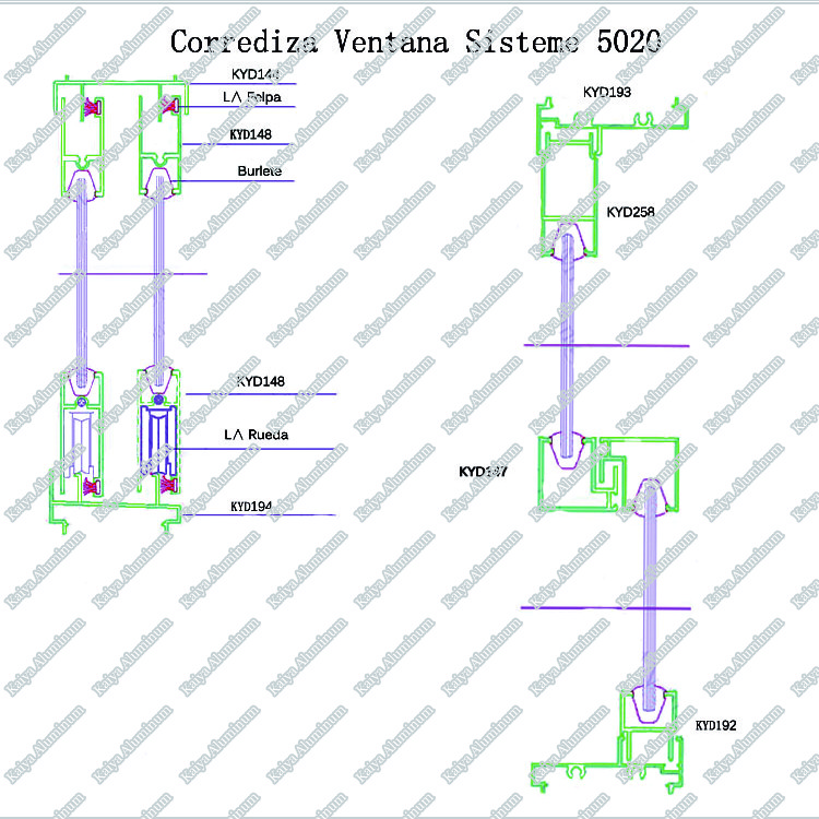 Alloy 6063 Aluminium Door Frame Profile T8 Temper Powder Coating