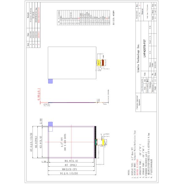 4.2 Inch 3 Color E-Paper Display E Ink Display ST7306 Super Low Power Consumption