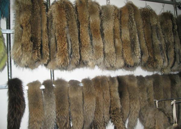 Brown Real Fur Hood Trim For Cloth , Raccoon Detachable Real Fur Collar 30 Cm *
