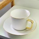 European Style Striped Ceramic Coffee Cup Afternoon Tea Set With Spoon And