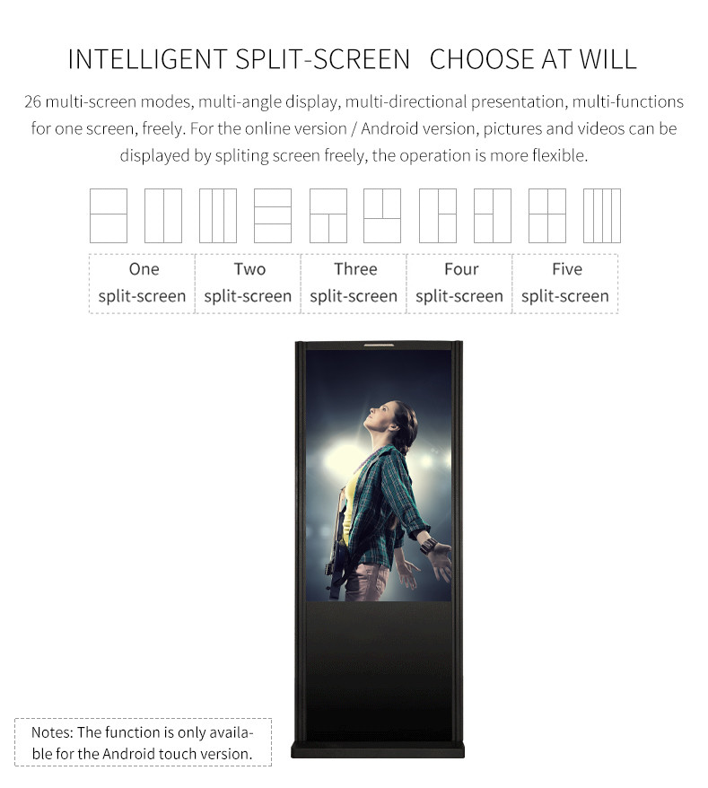 Free Standing High Brightness Vertical HD Waterproof Outdoor Digital Signage