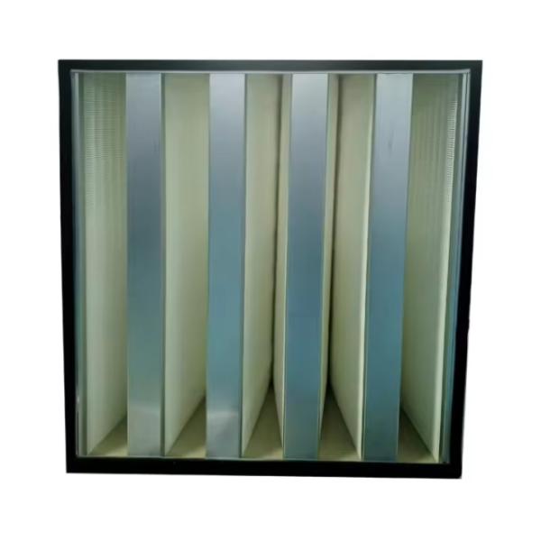 Industrial V Bank Air Filter Big Airflow Galvanized Frame Box Type HEPA Filter