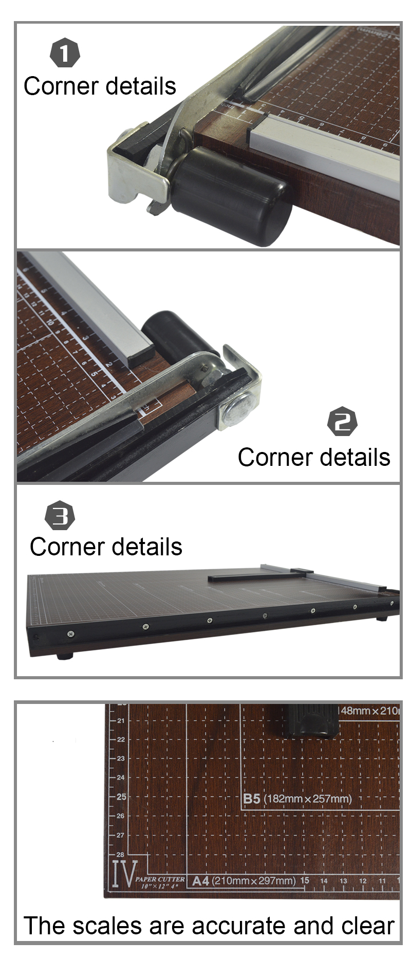 A4 Paper Cutter Wood Manual Guillotine Paper Trimmer for Paper Cutting by ZEQUAN