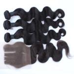 Virgin Brazilian Human Hair Lace Closure With Bundles Unprocessed 4x4 Lace