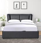 SUNNY Classic Black PU Leather Bed Wooden Bed Frame With Lift Up Storage