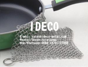 Wholesale Stainless Steel Chainmail Scrubbers, Chain Mail Small Rings Cast Iron Skillet Cleaner, Pan Pot Scraper from china suppliers