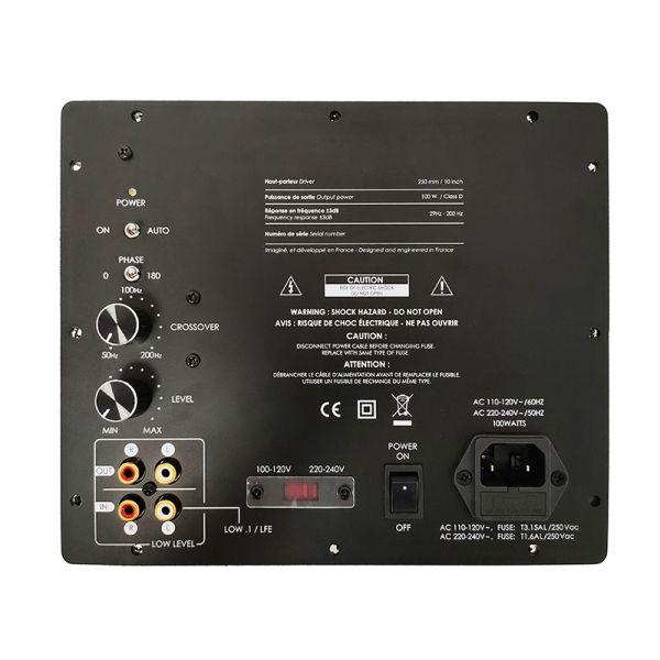 150W Output Power Class D Subwoofer Plate Amplifier with 25-200 Hz Frequency Response and