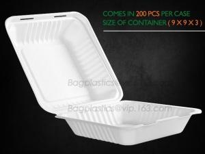 Wholesale Compostable Clamshell Take Out Food Containers, Natural Disposable Bagasse, Eco-Friendly, Sugar Cane Fibers from china suppliers