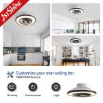 22 Inches Flush Mount Led Bladeless Ceiling Fan Low Profile Dimming Light
