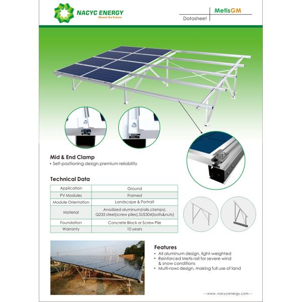 Solar PV Bracket Solar Panel Mounting Structure PV Racks Anti Corrosion Aluminum