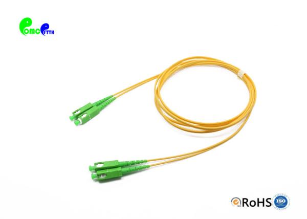 SC / APC Fiber Optic Patch Cables Duplex Single Mode 9 / 125 G657A1 2.0mm Green