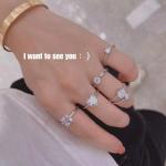 Wedding Anniversaries 925 Sterling Silver Rings Set 6.39G AAA Cubic Zriconia