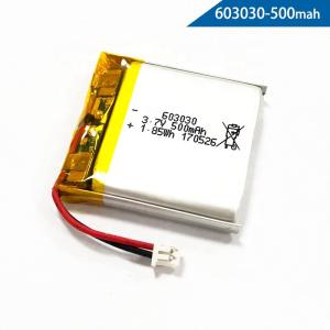 Wholesale IEC62133 3.7 Volt 500mAh 603030 Lithium Polymer Battery Pack from china suppliers