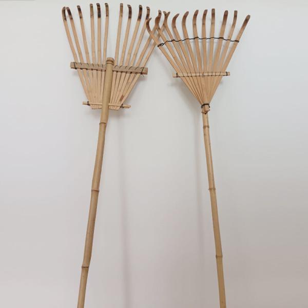 Factory Hot Sales Garden Bamboo Rake Farm Tool Bamboo Frame Leaf Collector Garden Leaf Rakes