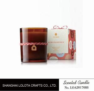 Wholesale Scented brown jar candle with ribbon on the bottle and folding box from china suppliers