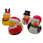 Christmas Yellow Rubber Ducks Baby Tub Toys Cute Deer / Penguin Pattern