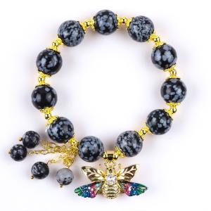 Wholesale Handmade Gemstone Beaded Bracelet Snow Flake Adjustable Charms Bracelet For Party Daily Wearing from china suppliers