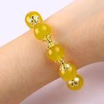 14MM Natural Energy Yellow Chalcedony With Yellow Jade Heart Carving Lucky