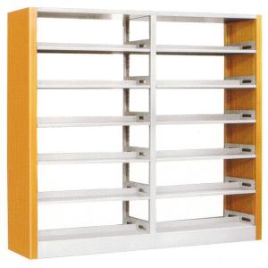 Wholesale 6 Tiers Double-Upright Double-Sided Metal Office Bookshelf Wooden Grain Thermal Transferred Finish from china suppliers
