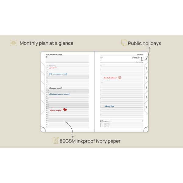 Custom 2024 Daily Planner Light Green Daily Weekly Planner White Inner Pages