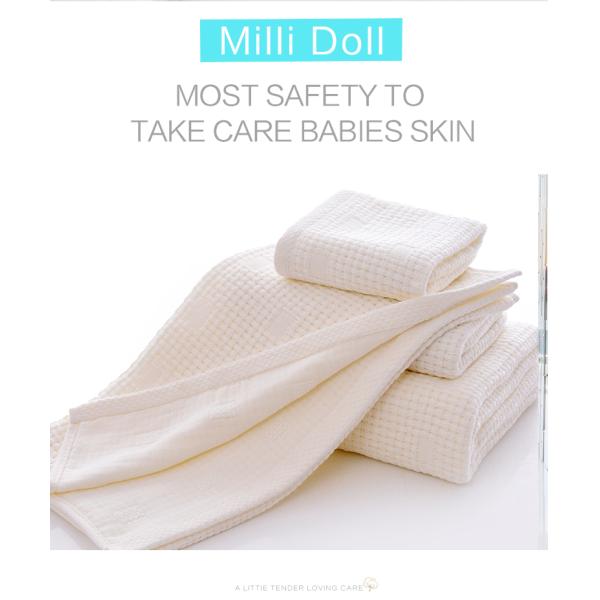Millidoll Original colour cotton Antibacterial babies towel set hand towel bathing towel square towel