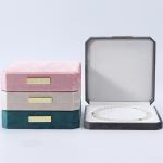 Soft Touch Multi Color Velvet Pearl Necklace Storage Box With Golden Scutcheon