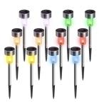 Multicolor 12 Pack IP44 Outdoor Solar Garden Stake Lights