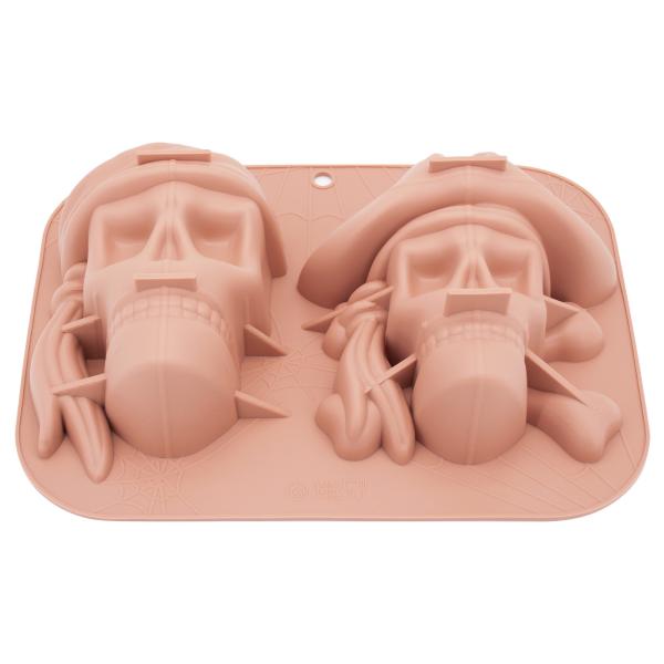 Silicone Ice Cube Tray 3D Skull Ice Mold-2Pack Easy Release For Whiskey Cocktails And Juice Beverages