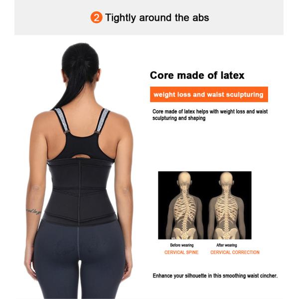 HEXIN Zipper Front Compression Double Belt Neoprene/Latex Waist Trainer for Women Shapers