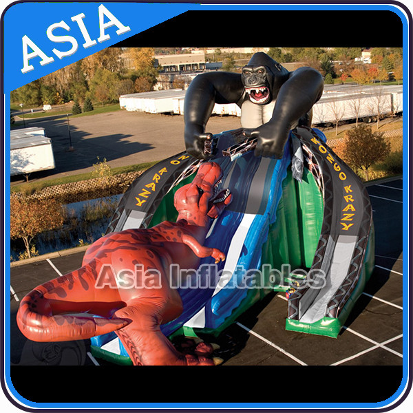 Wholesale Inflatable Gorilla Kongo Crazy Fight with Dinosaur Giant Slide from china suppliers