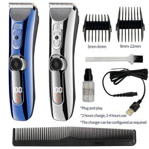 Wholesale Adjustable Blade Cordless Waterproof Hair Trimmer USB Rechargeable LCD Barber Machine from china suppliers