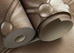 Luxurious Living Room Wallpaper Brown Color with 3D Leather Pattern , 0.53*10M