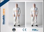 Microporous Disposable Hooded Coveralls Breathable White With Shoe Cover Anti -