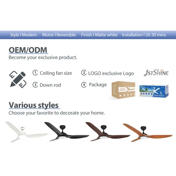 52 Inch Ceiling Fan with High-Speed DC Motor Optional LED Light Ideal for Residential and Commercial