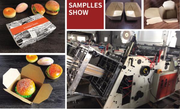 Automatic stereo carton box forming machine Hamburger boxes Square boxes Food